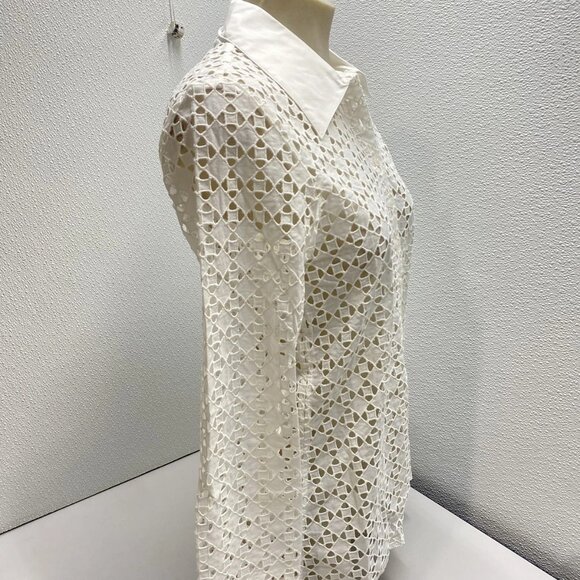 NEW ANNE FOUNTAINE  Cefalu Eyelet Embroidered Shirt White Size 4-6 (EU 38) - Picture 4 of 14
